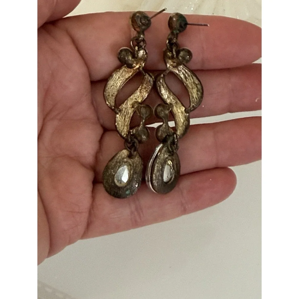 Vintage Clear Crystal Faux Pearl Statement 2.5